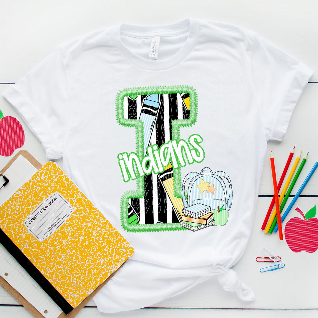 Green Letter Back to School Mascots Youth DTF Print