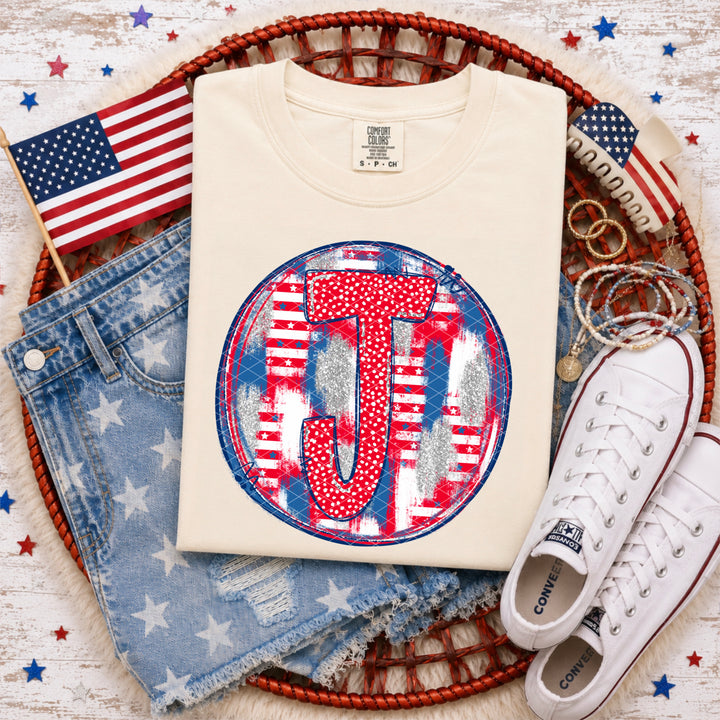Patriotic Brush Strokes Letter Collection DTF Print