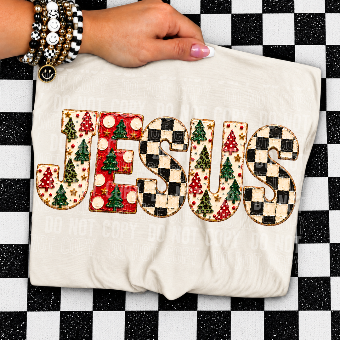 Jesus Christmas Faux Paint DTF Print