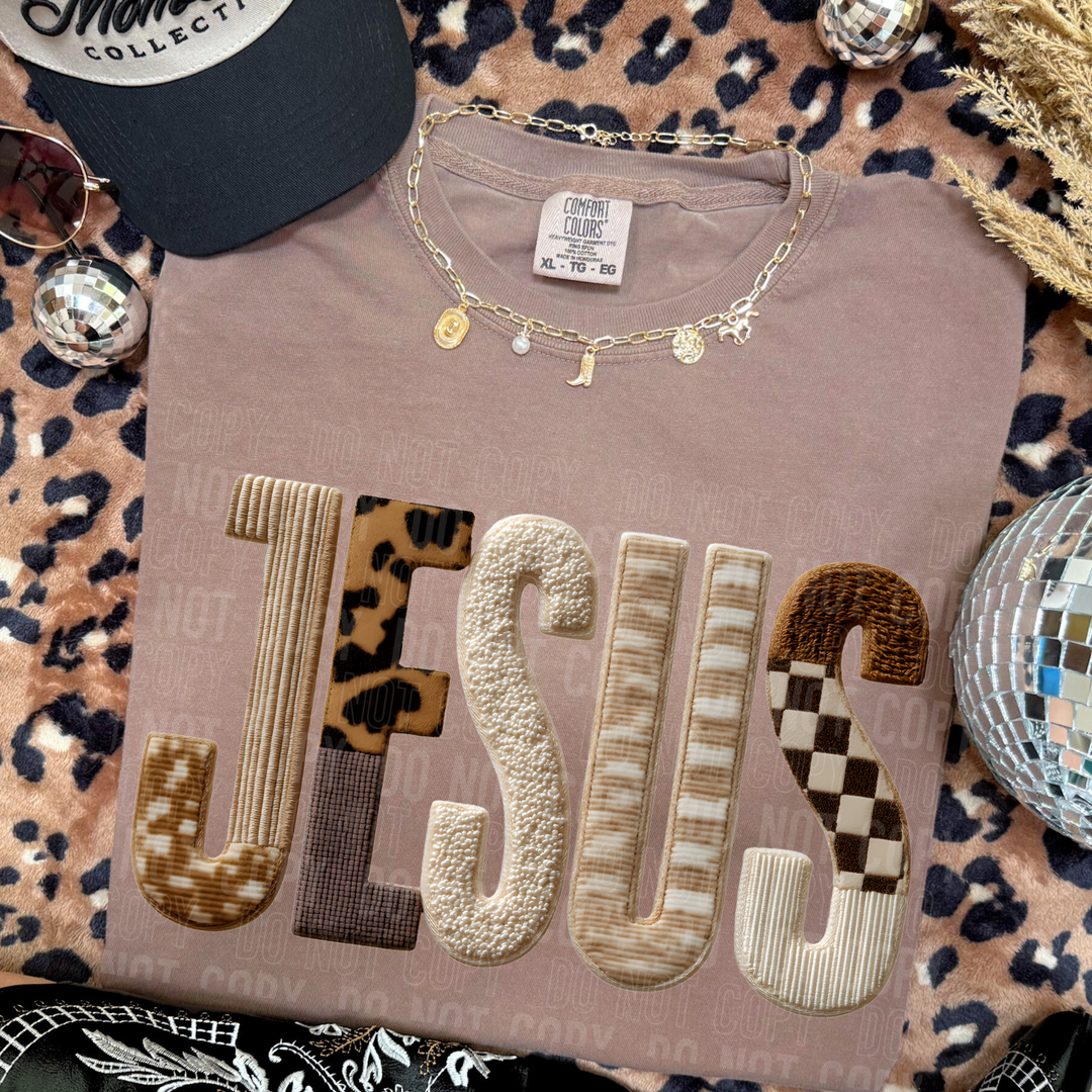 Faux Yarn Jesus DTF Print