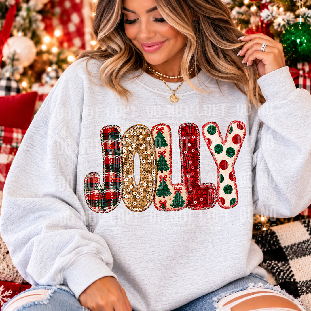 Jolly Christmas Faux Embroidery DTF Print