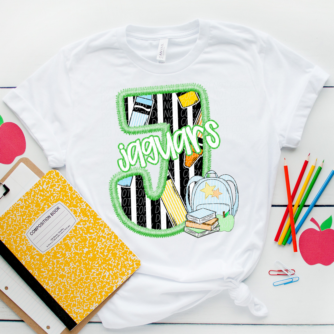 Green Letter Back to School Mascots Youth DTF Print