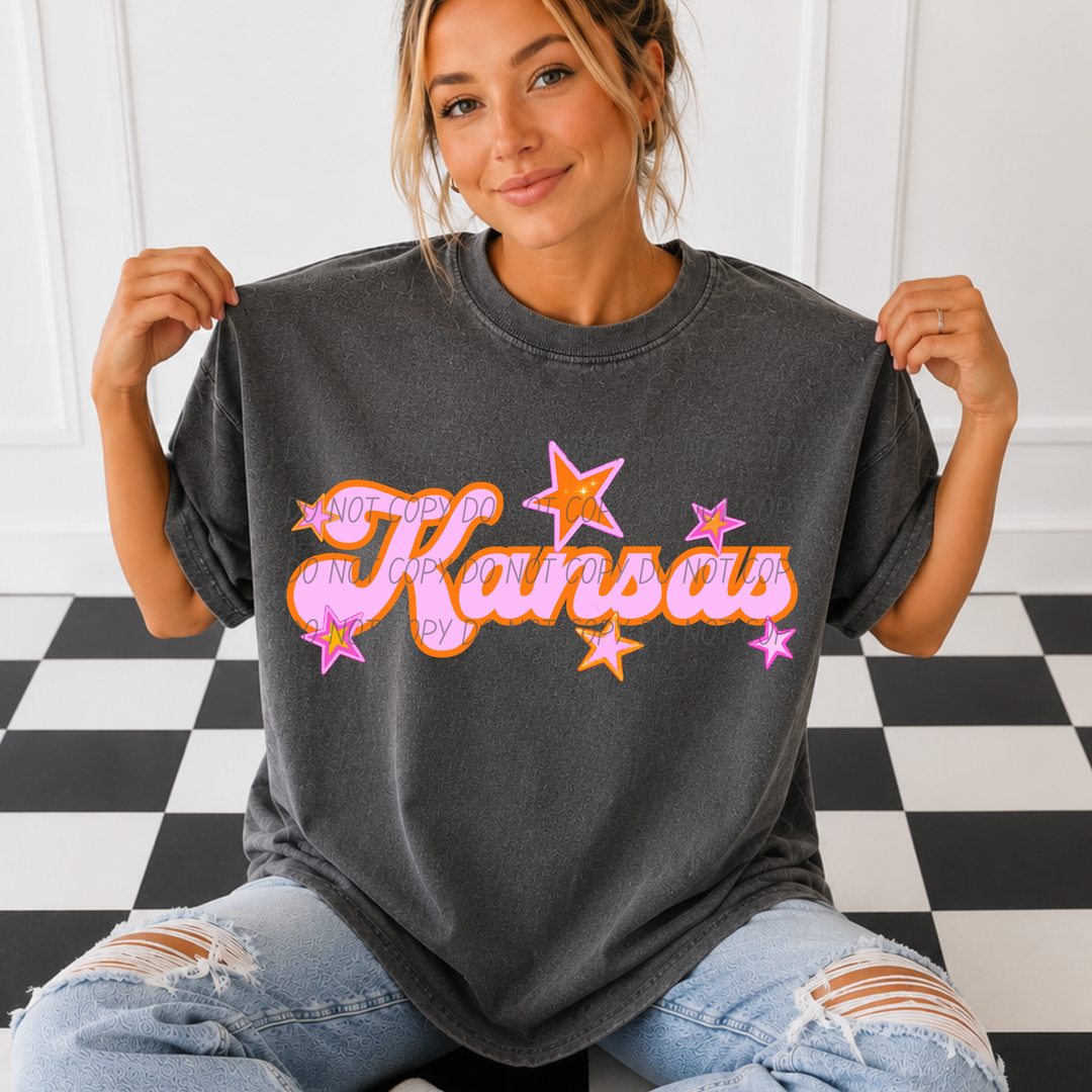 Pink and Orange States DTF Print