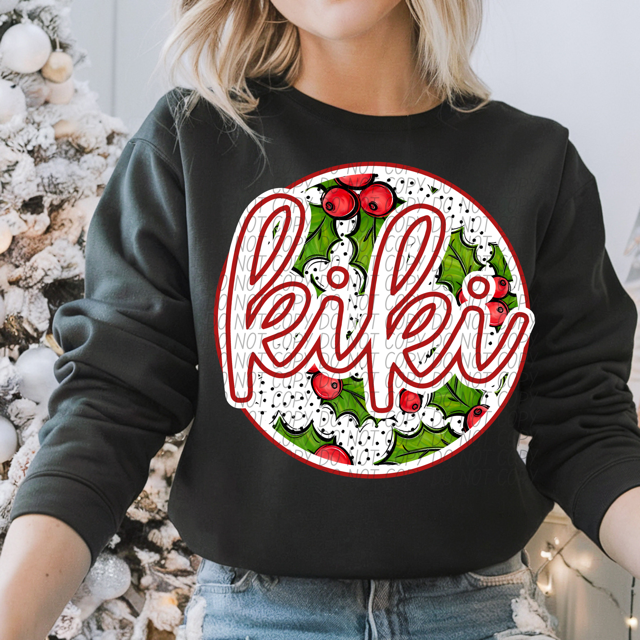 Circle Holly Names DTF Print