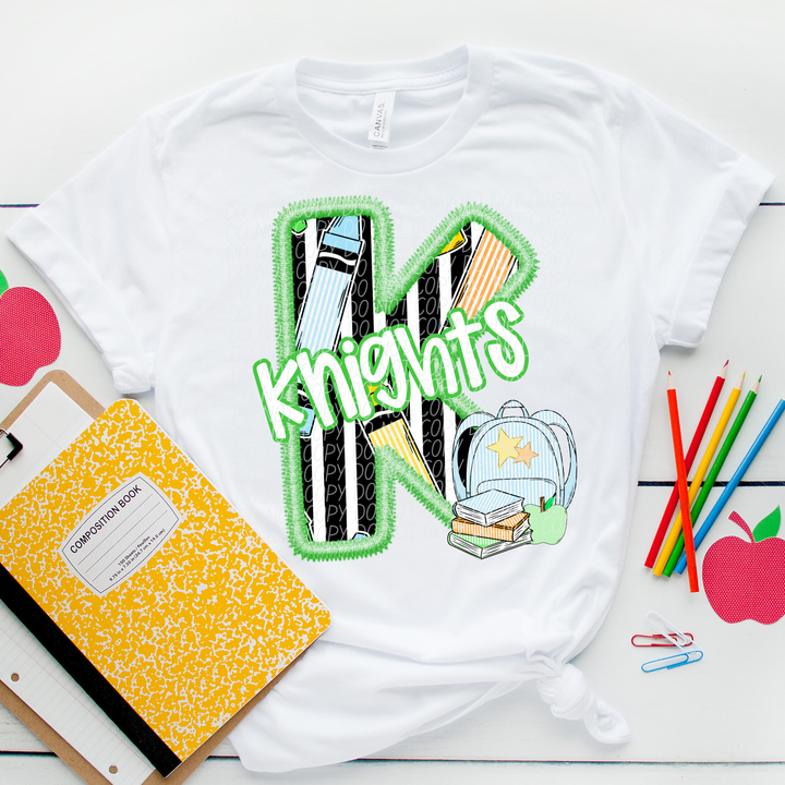 Green Letter Back to School Mascots Youth DTF Print