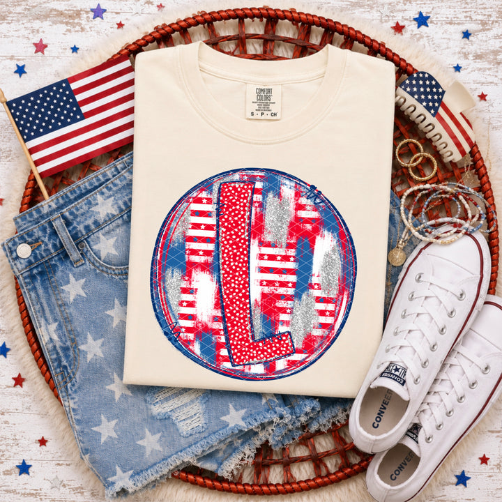 Patriotic Brush Strokes Letter Collection DTF Print