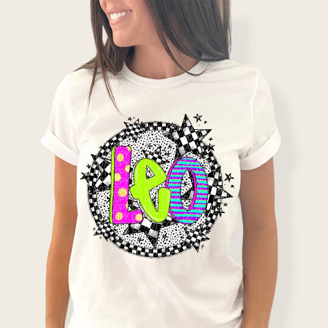 Horoscope Neon Checker DTF Print