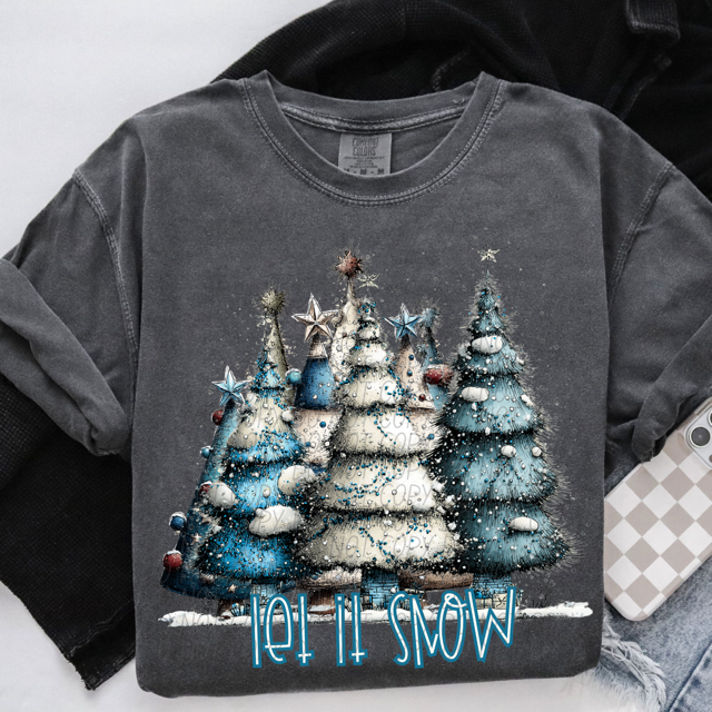 Let It Snow Trees DTF Print