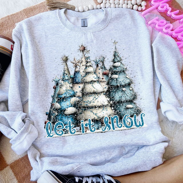 Let It Snow Trees Bold Font DTF Print