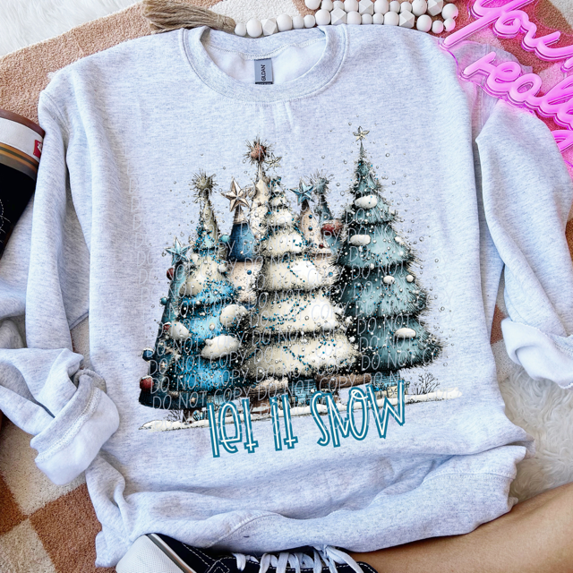 Let It Snow Trees DTF Print