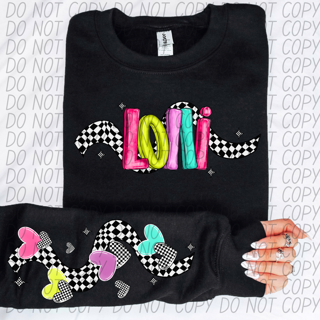 Bright Checkered Names FRONT DTF Print