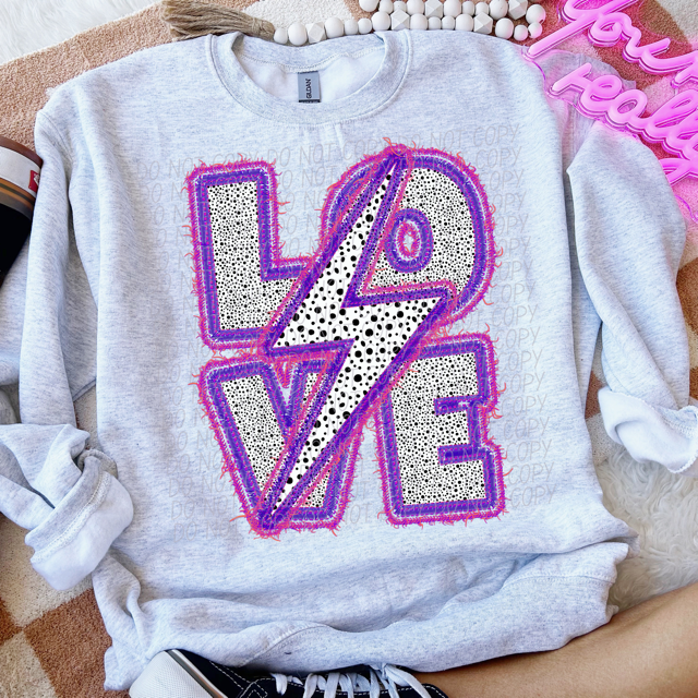 Love Bolt Faux Patch DTF Print