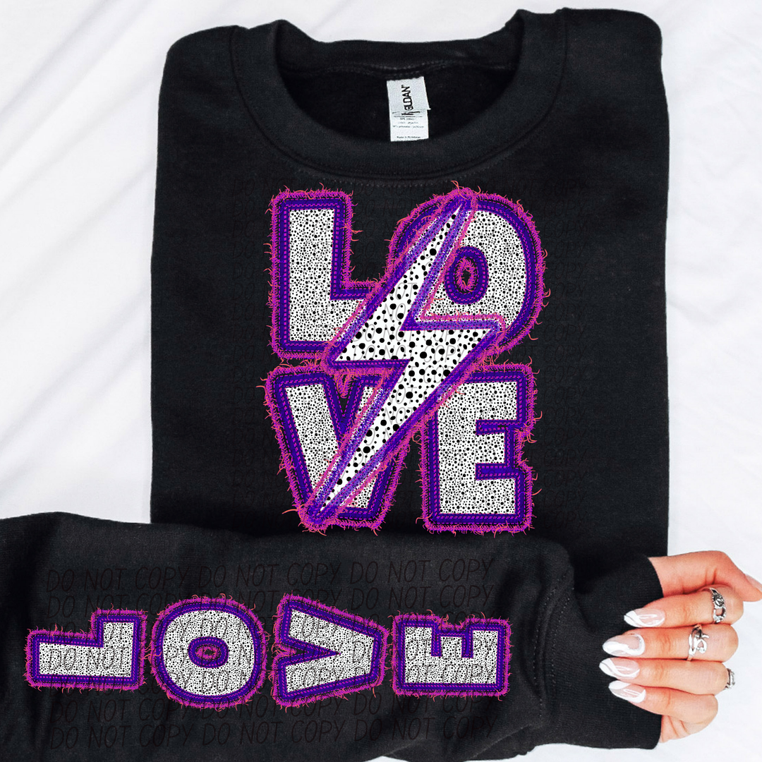 Love Bolt Faux Patch DTF Print