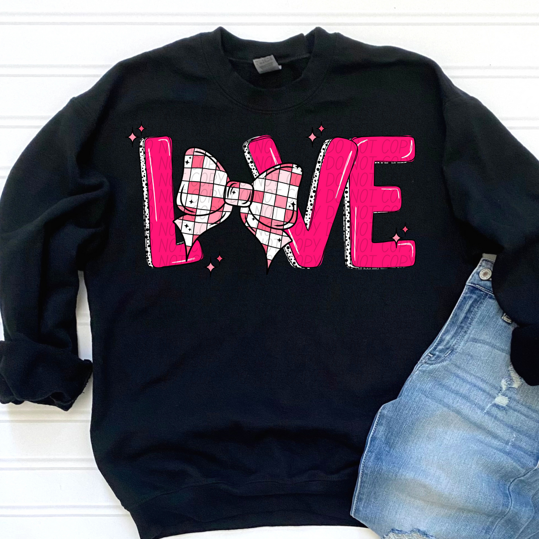 Love Checked Bow DTF Print