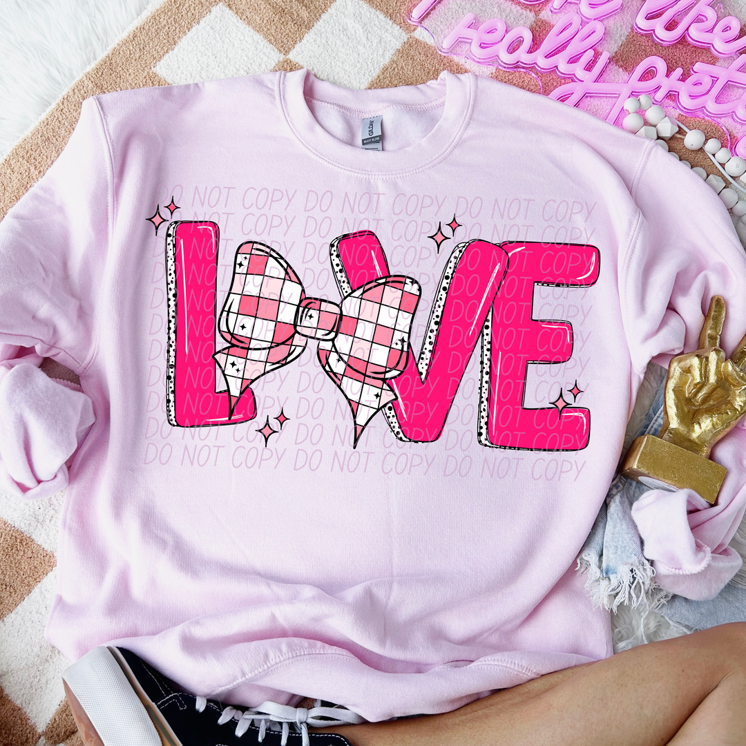 Love Checked Bow DTF Print