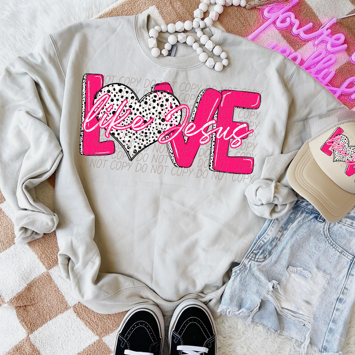 Love Like Jesus Dots Pink DTF Print