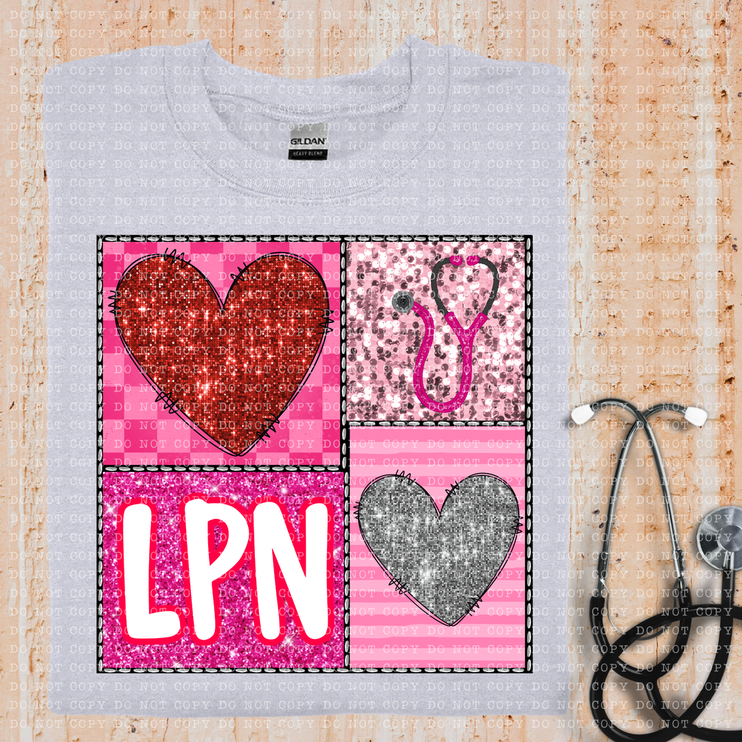 Sparkle Heart Square Occupations DTF Print