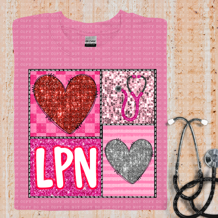 Sparkle Heart Square Occupations DTF Print