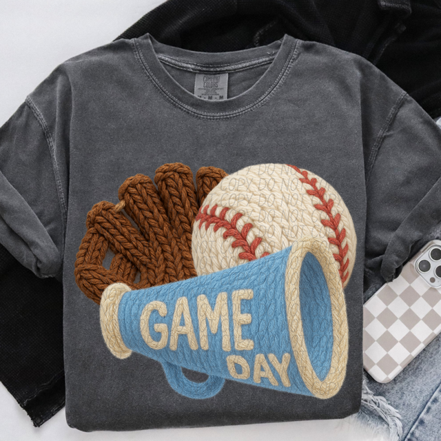 Yarn Baseball Game Day DTF Print