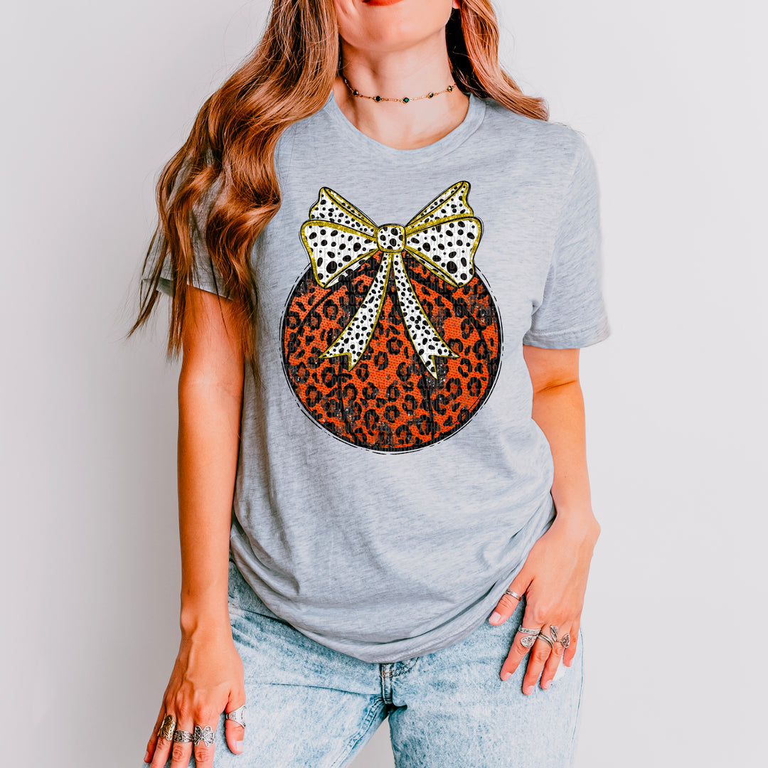 Leopard Basketball With Bow DTF Print