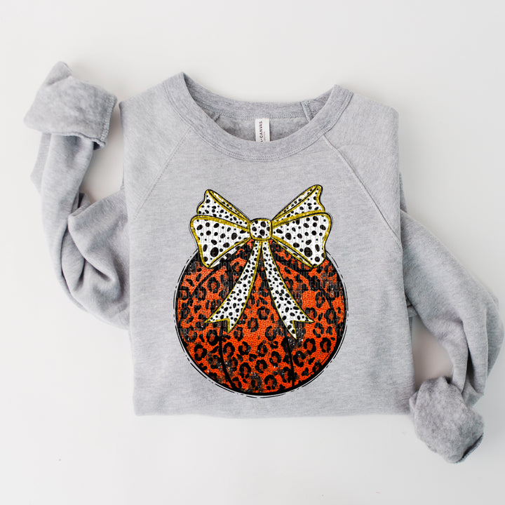 Leopard Basketball With Bow DTF Print