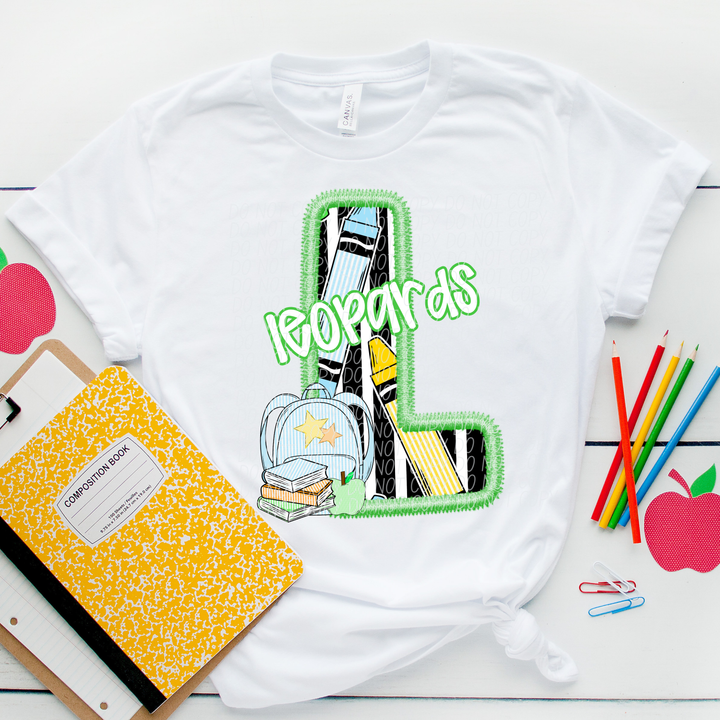 Green Letter Back to School Mascots Youth DTF Print