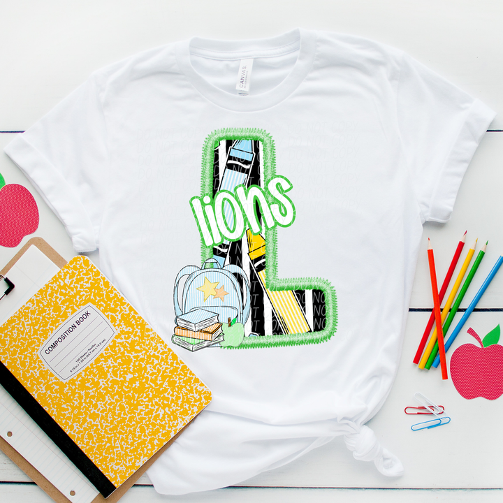 Green Letter Back to School Mascots Youth DTF Print