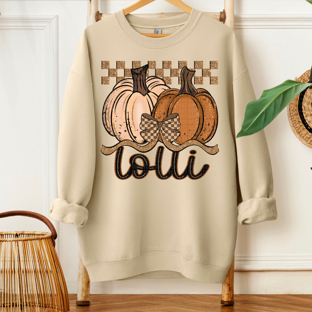 Fall Checkered Glitter Pumpkin Collection DTF Print