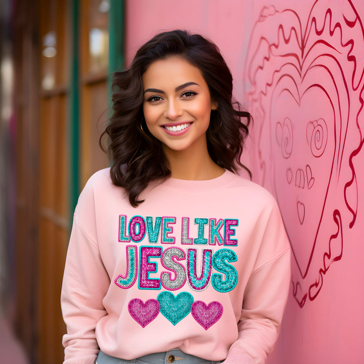 Love Like Jesus Faux Glitter DTF Print