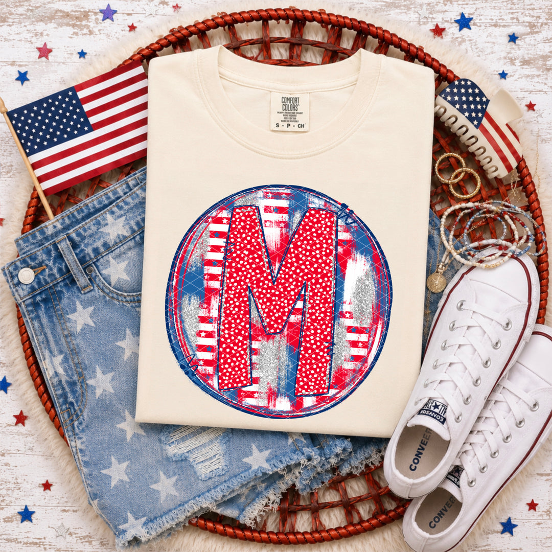 Patriotic Brush Strokes Letter Collection DTF Print