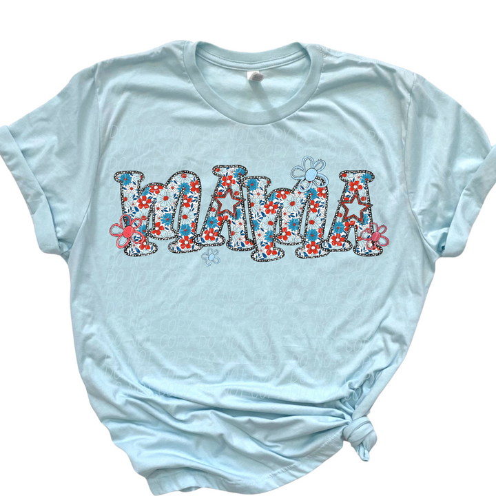 Mama Patriotic Flowers DTF Print