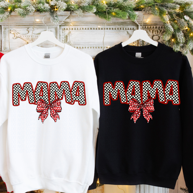Mama Checker Bow DTF Print
