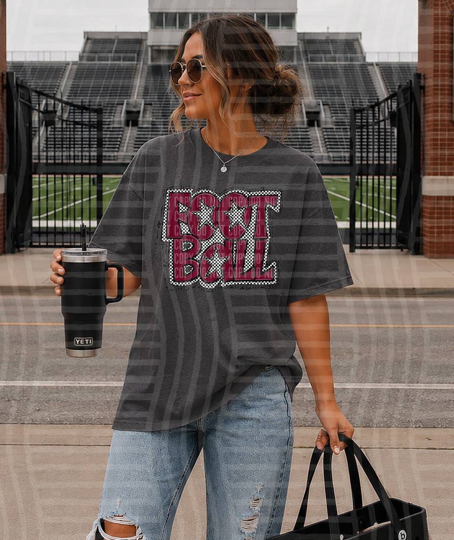 Preppy Checker Football Stars DTF Print