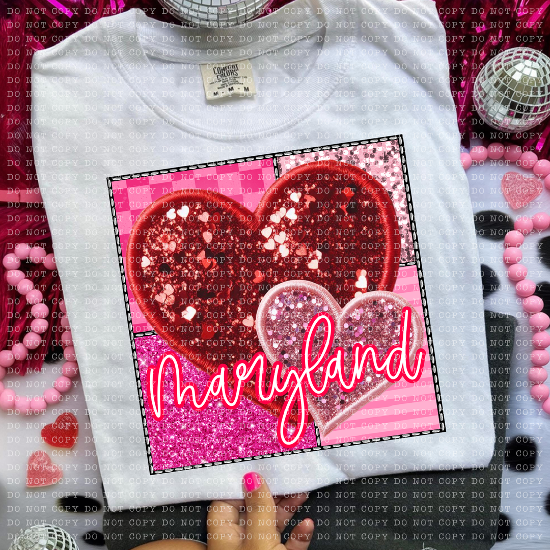 Sparkle Heart States DTF Print