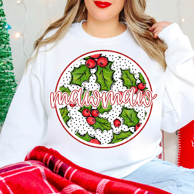 Circle Holly Names DTF Print