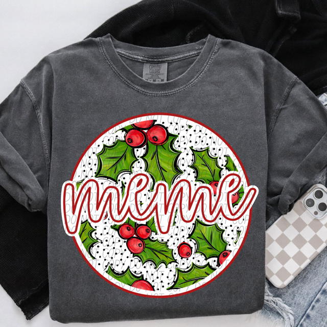 Circle Holly Names DTF Print