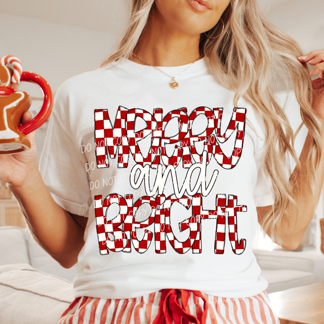 Merry & Bright Red Checks DTF Print