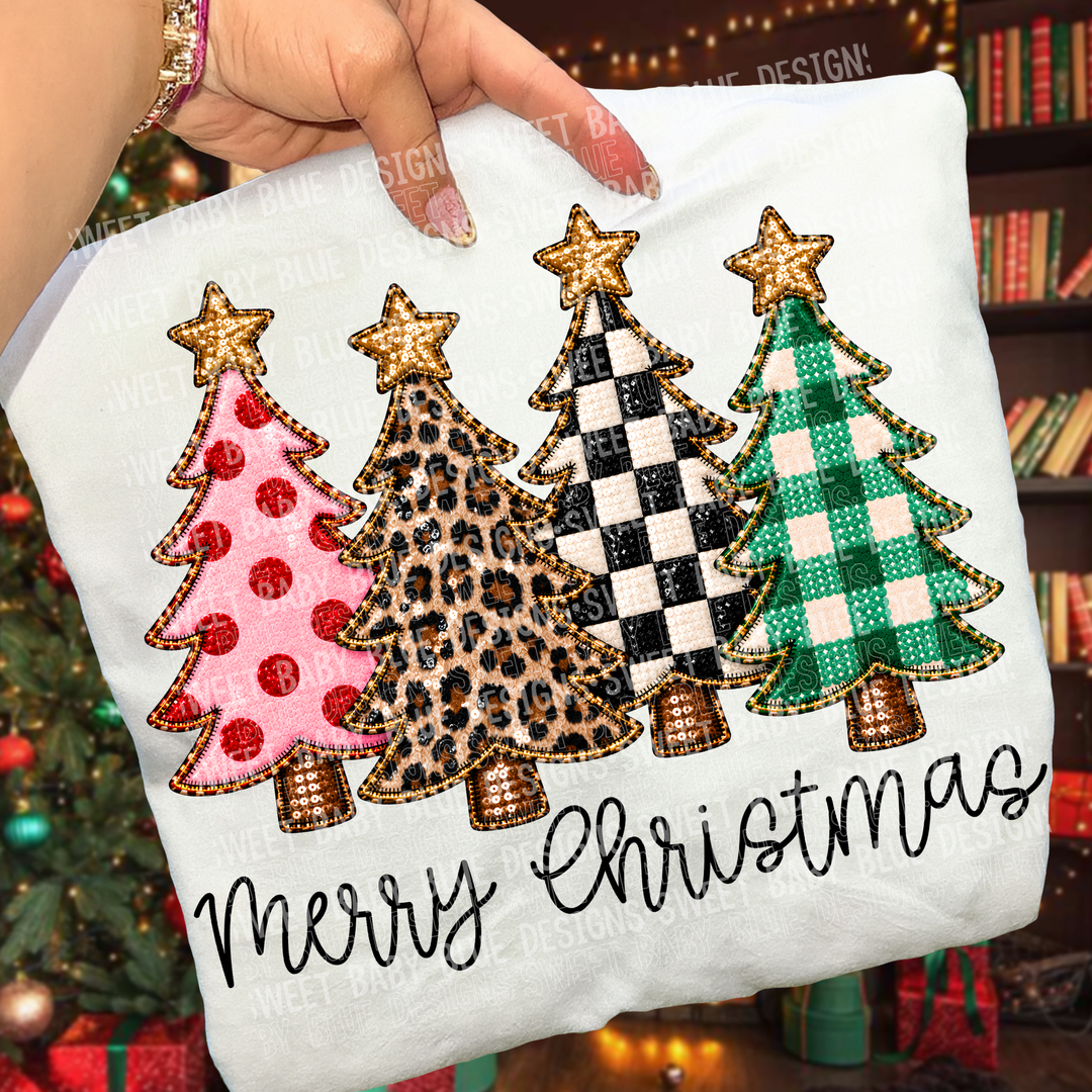 Merry Christmas Trees DTF Print