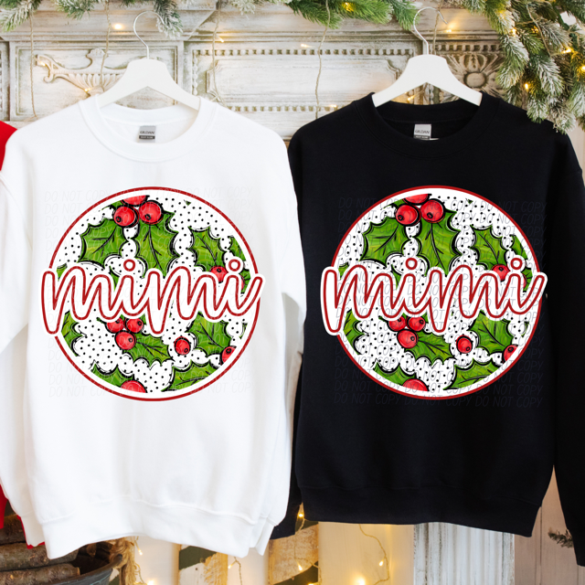 Circle Holly Names DTF Print