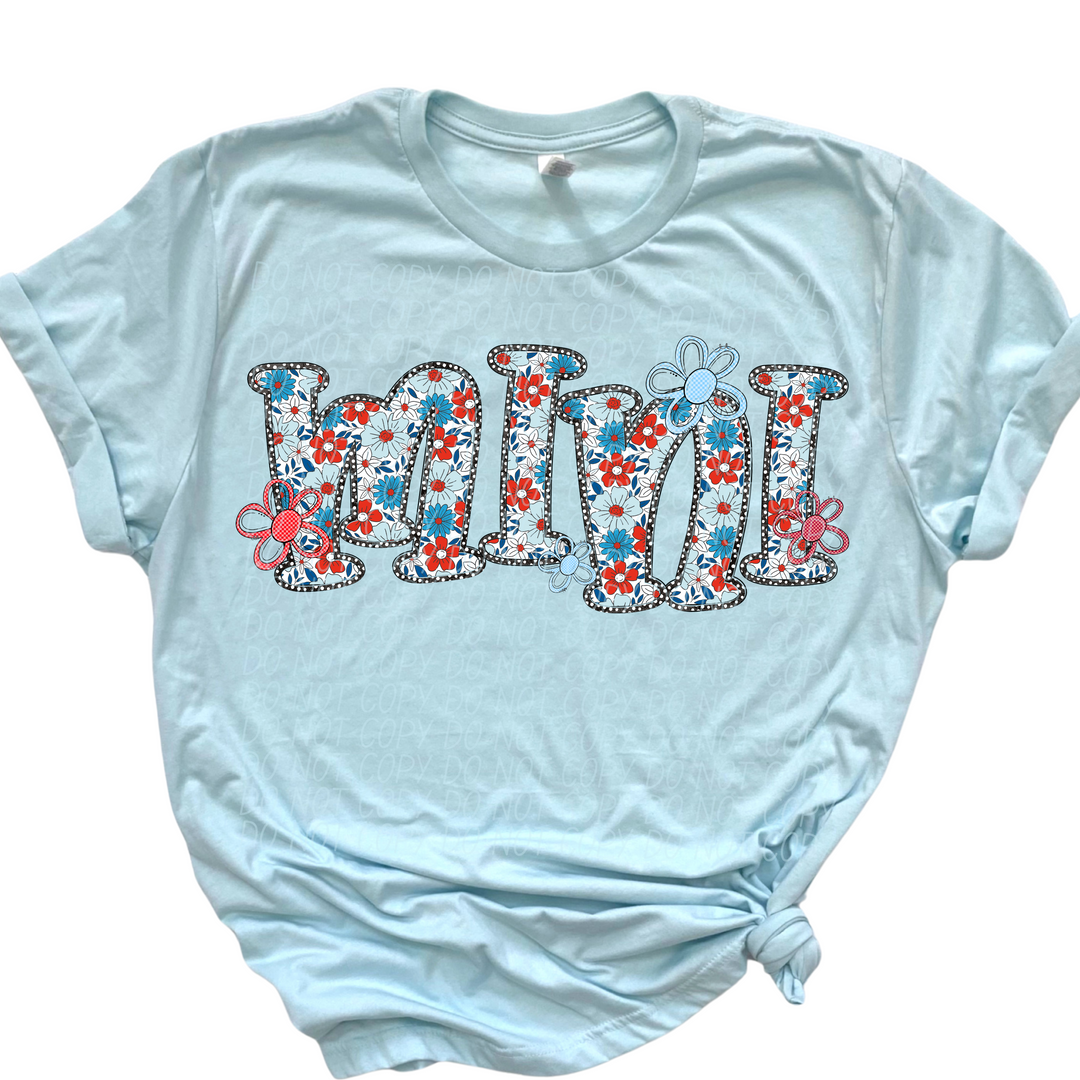 Mini Patriotic Flowers DTF Print