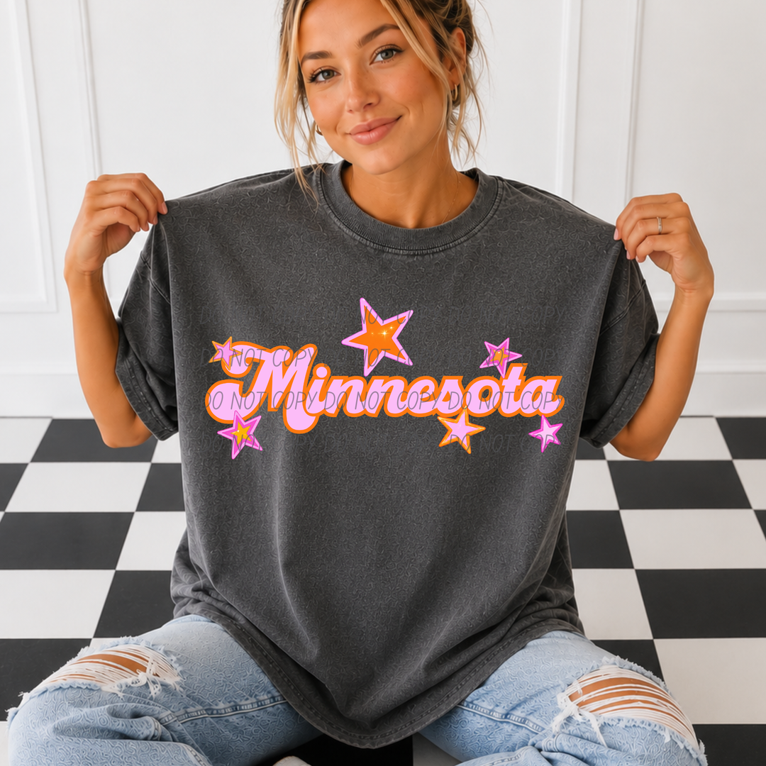 Pink and Orange States DTF Print