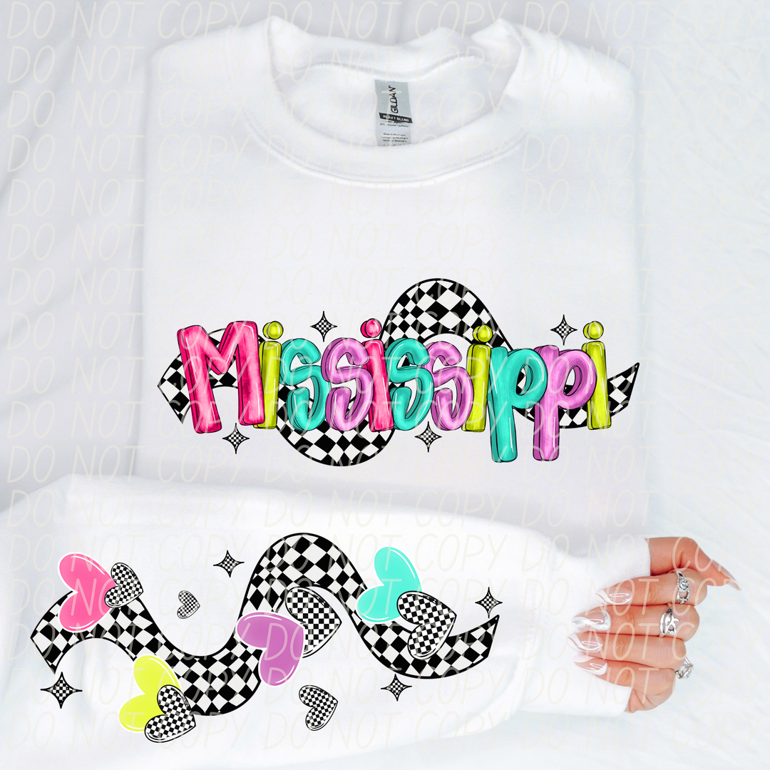 Bright Checkered States SLEEVE DTF Print