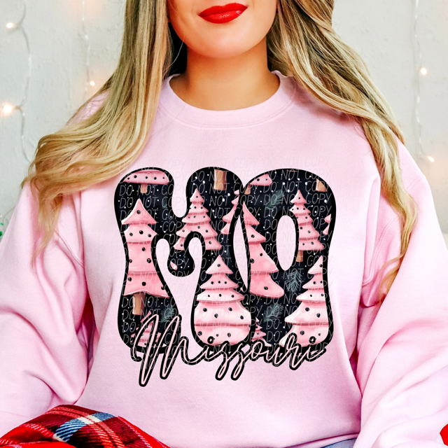 Pink Christmas States DTF Print