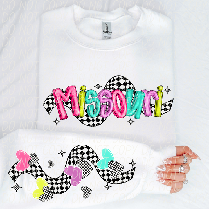 Bright Checkered States SLEEVE DTF Print