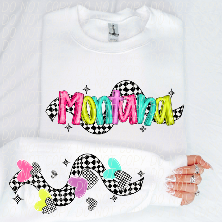 Bright Checkered States SLEEVE DTF Print