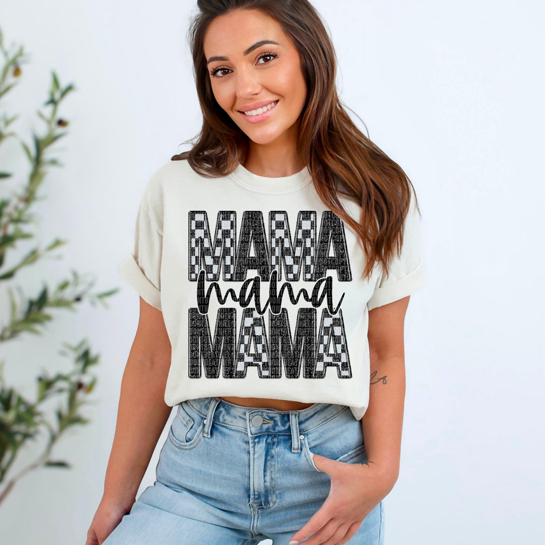 Mama Checkered DTF Print