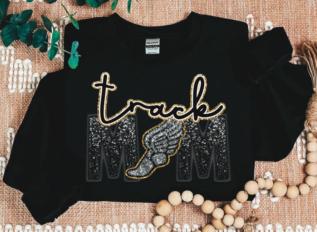 Track Mom Faux Glitter/Embroidered DTF Print