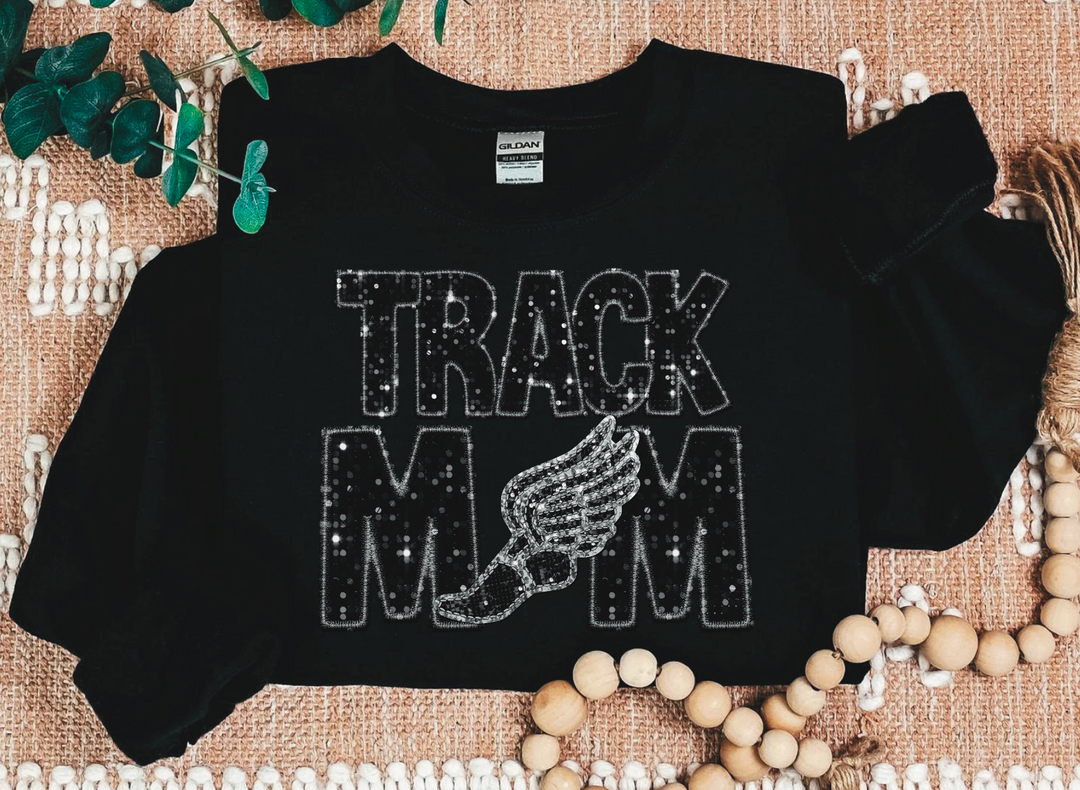 Track Mom Faux Glitter/Embroidered DTF Print