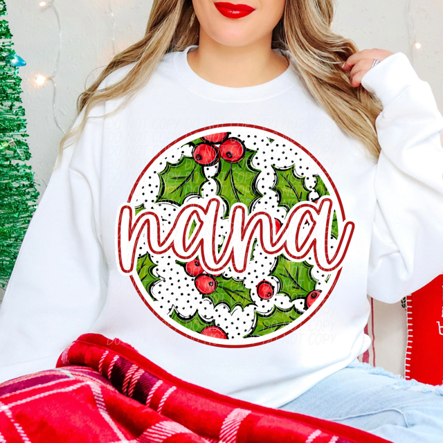 Circle Holly Names DTF Print