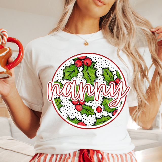Circle Holly Names DTF Print
